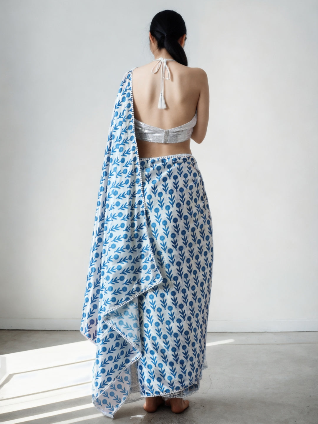 Urban Pallu Woven Design Silk Blend Fusion Saree