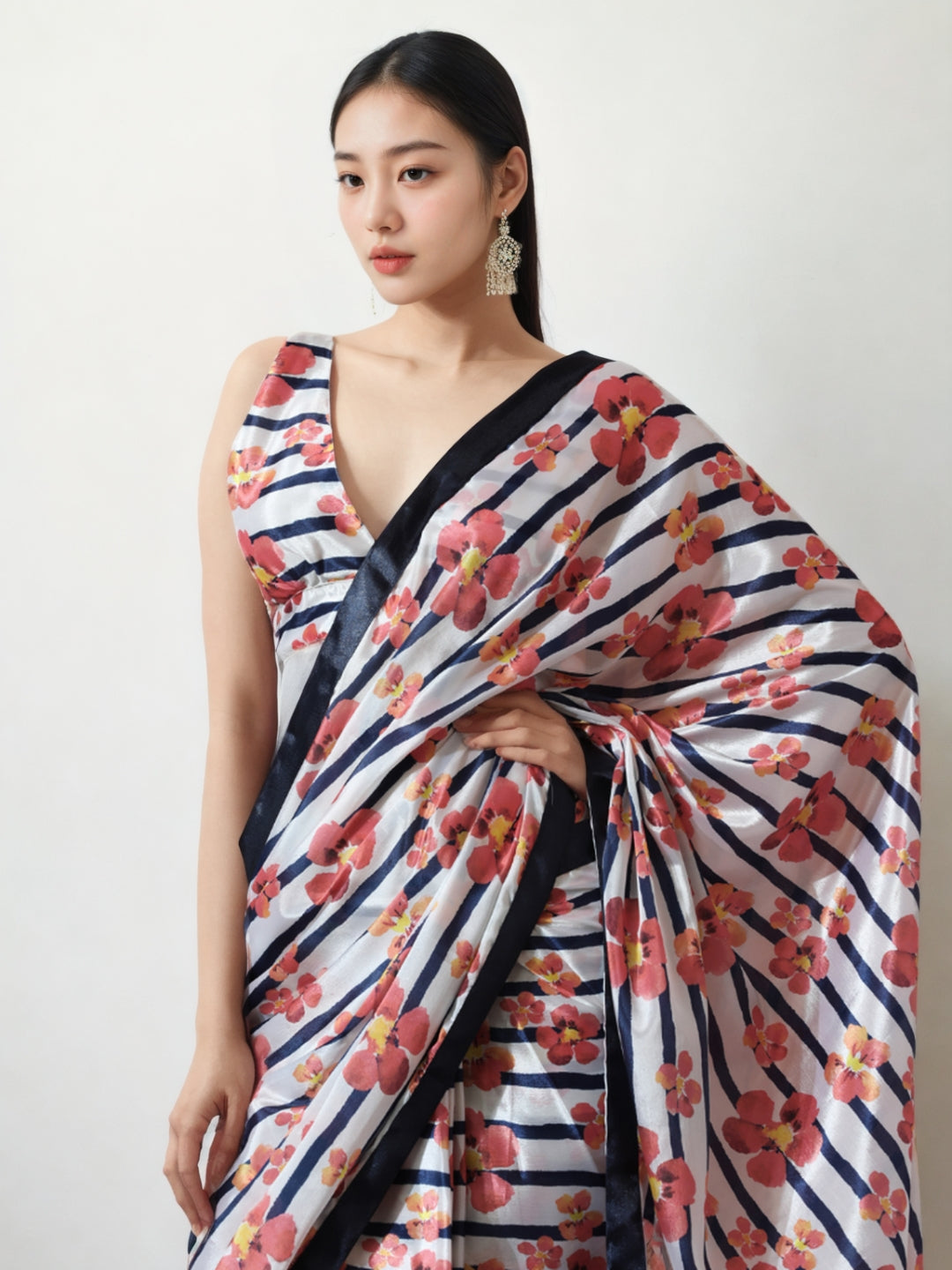 Urban Pallu Woven Design Silk Blend Fusion Saree