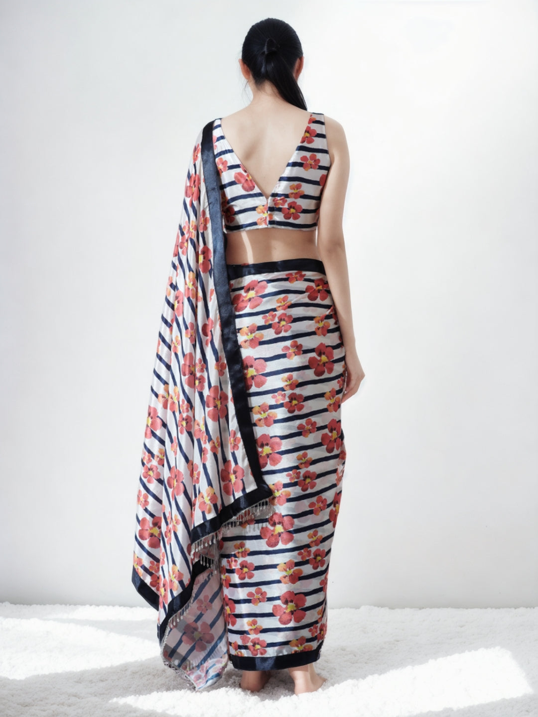 Urban Pallu Woven Design Silk Blend Fusion Saree
