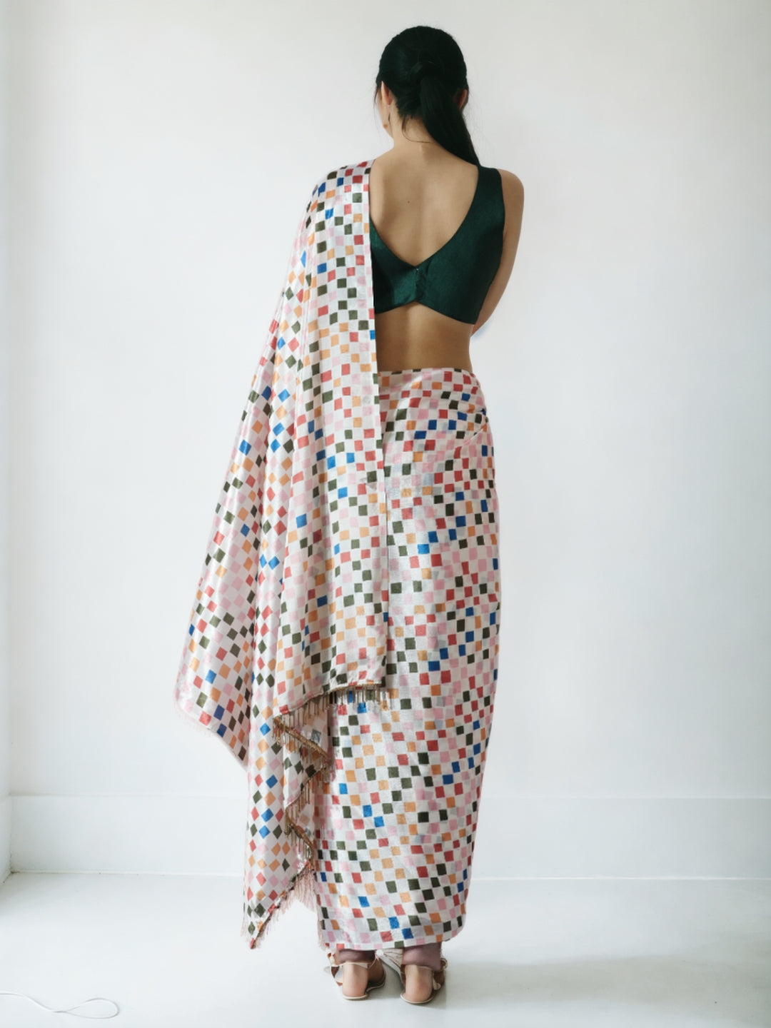 Urban Pallu Woven Design Silk Blend Fusion Saree