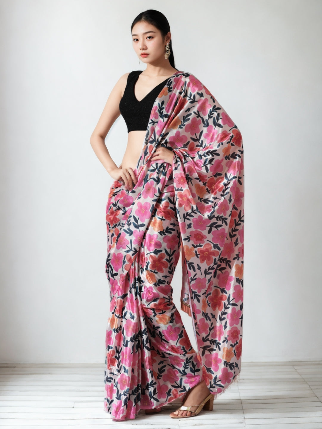 Urban Pallu Woven Design Silk Blend Fusion Saree