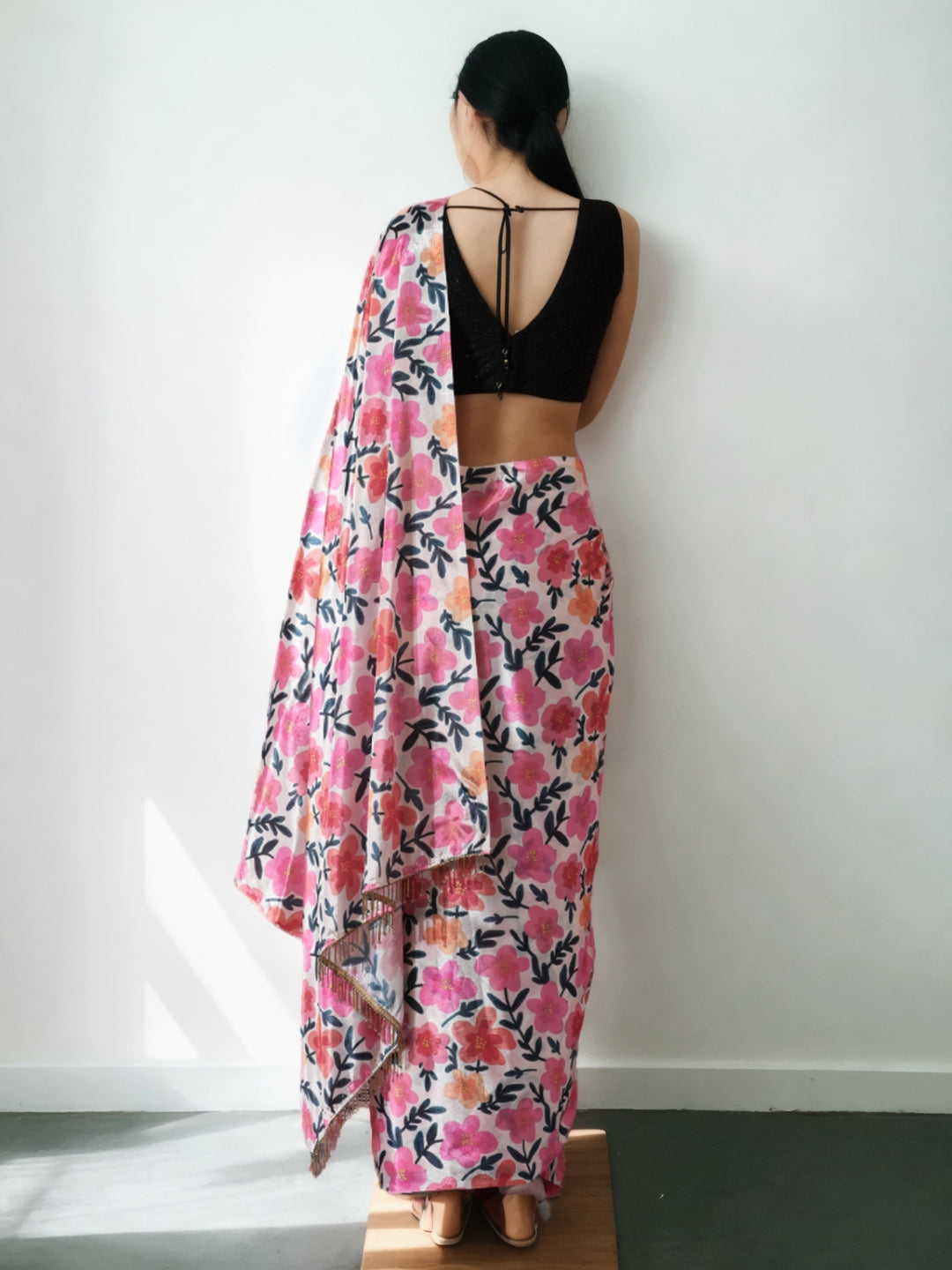 Urban Pallu Woven Design Silk Blend Fusion Saree