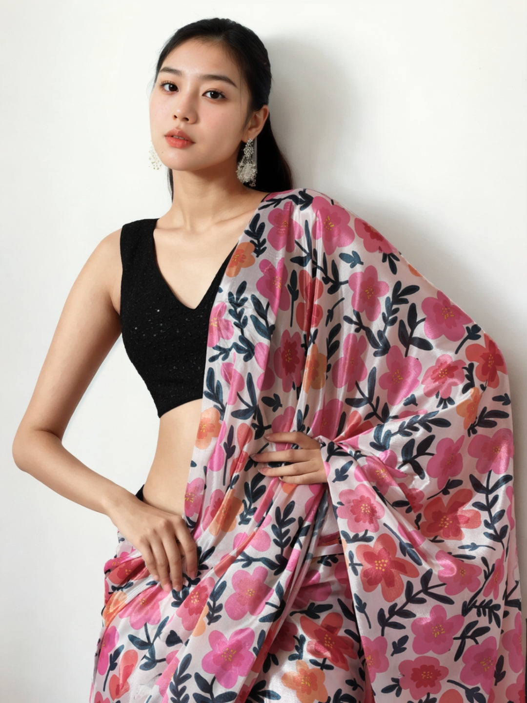Urban Pallu Woven Design Silk Blend Fusion Saree