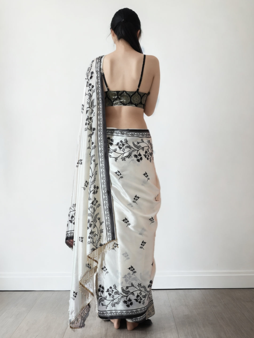 Urban Pallu Woven Design Silk Blend Fusion Saree