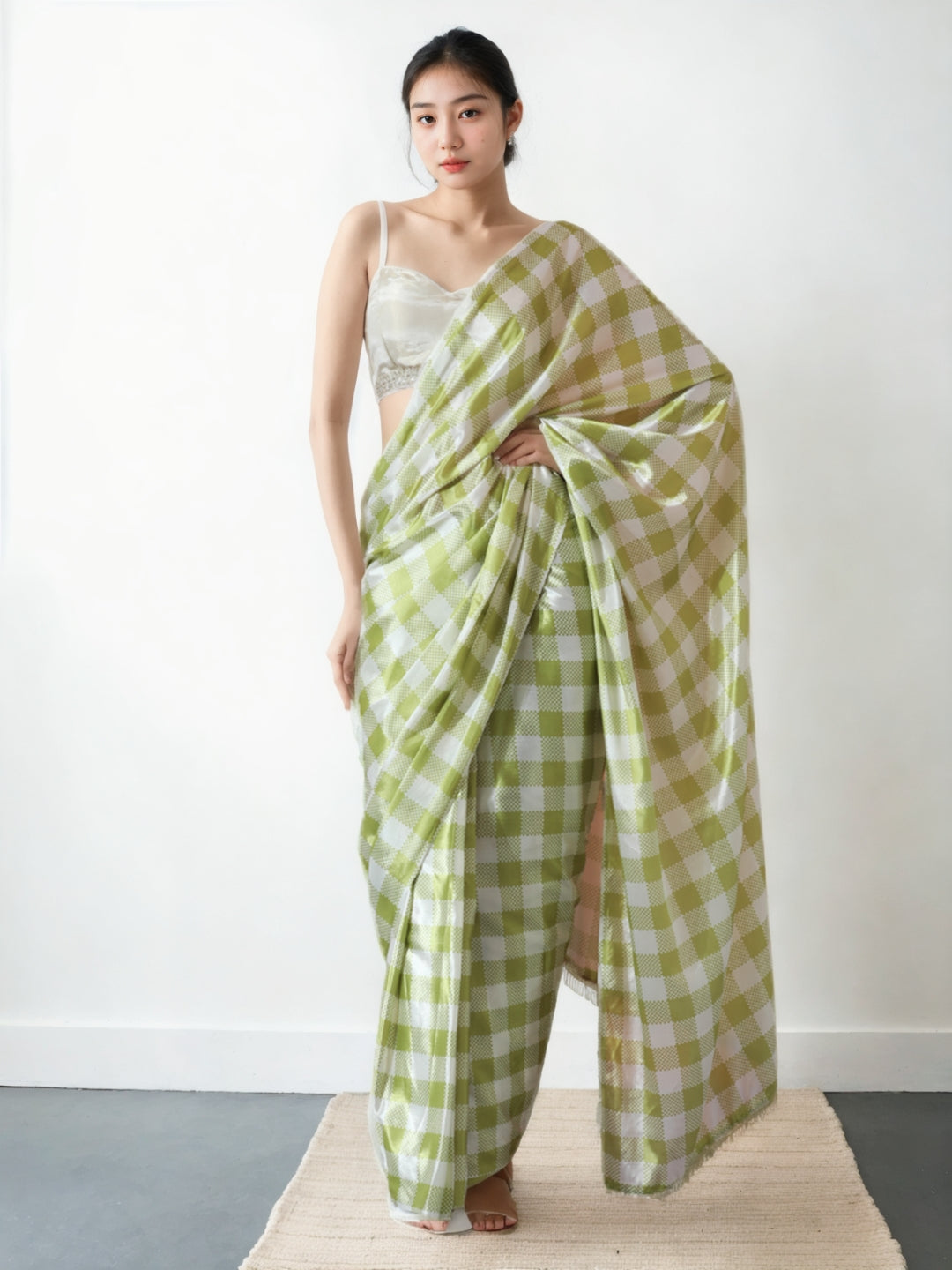 Urban Pallu Woven Design Silk Blend Fusion Saree