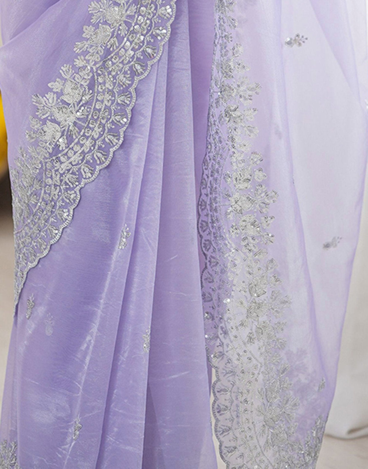 Urban Pallu Embroidered Organza Festive Saree