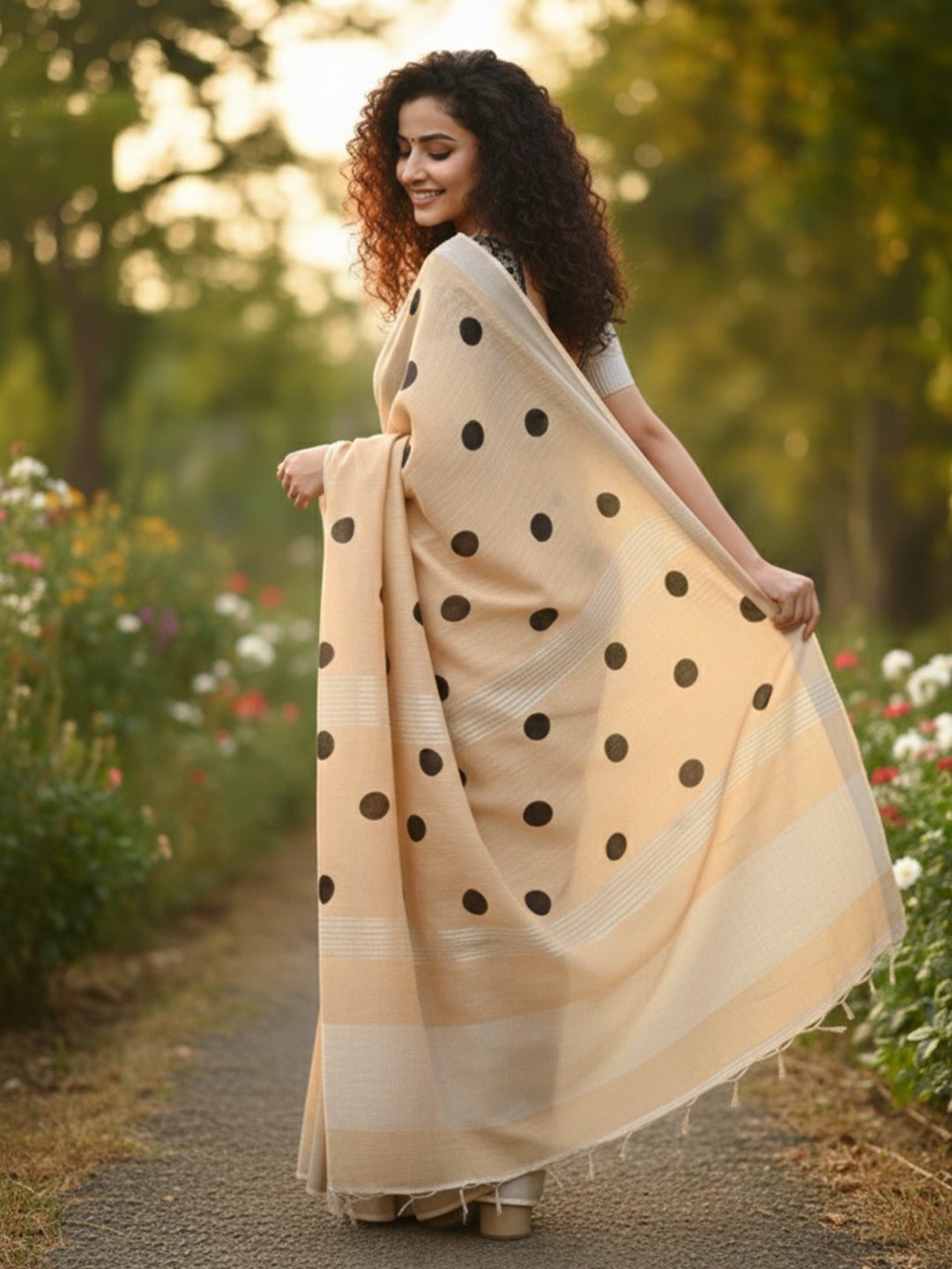 Urban Pallu Floral Sequinned Silk Blend Fusion Saree