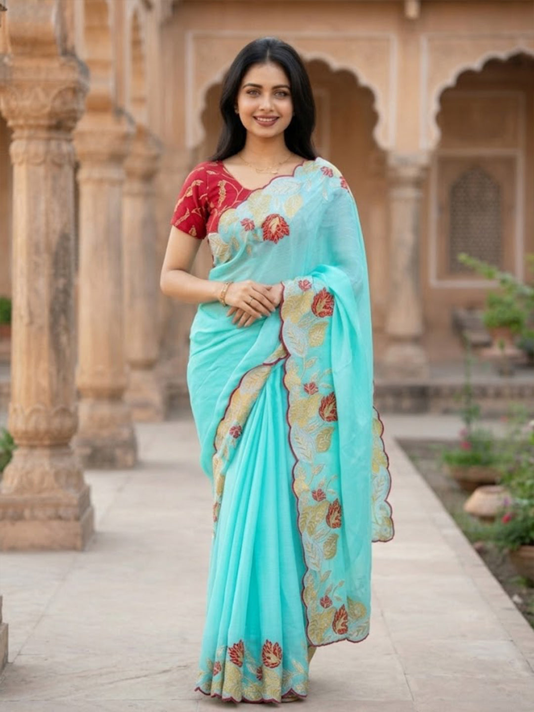 Urban Pallu Woven Design Poly Chiffon Traditional Saree