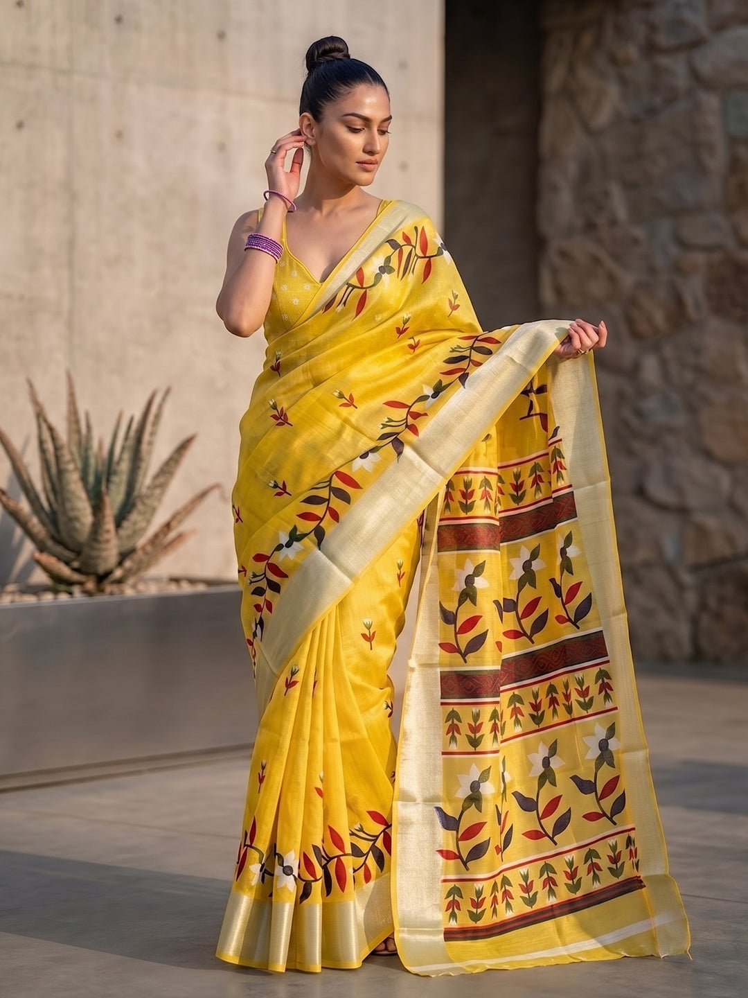 Urban Pallu Printed Silk Blend Festive Saree