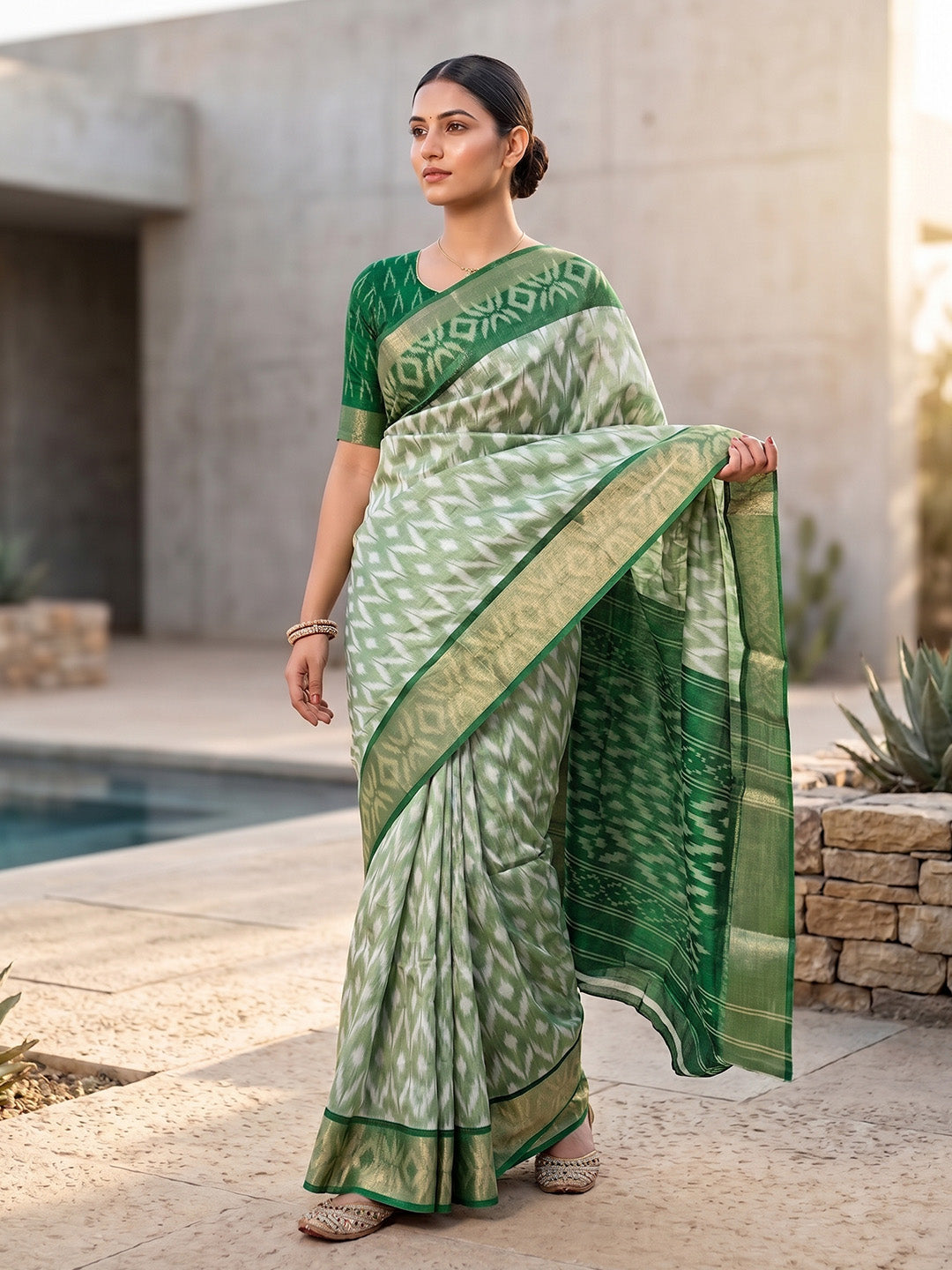 Urban Pallu Printed Silk Blend Festive Saree