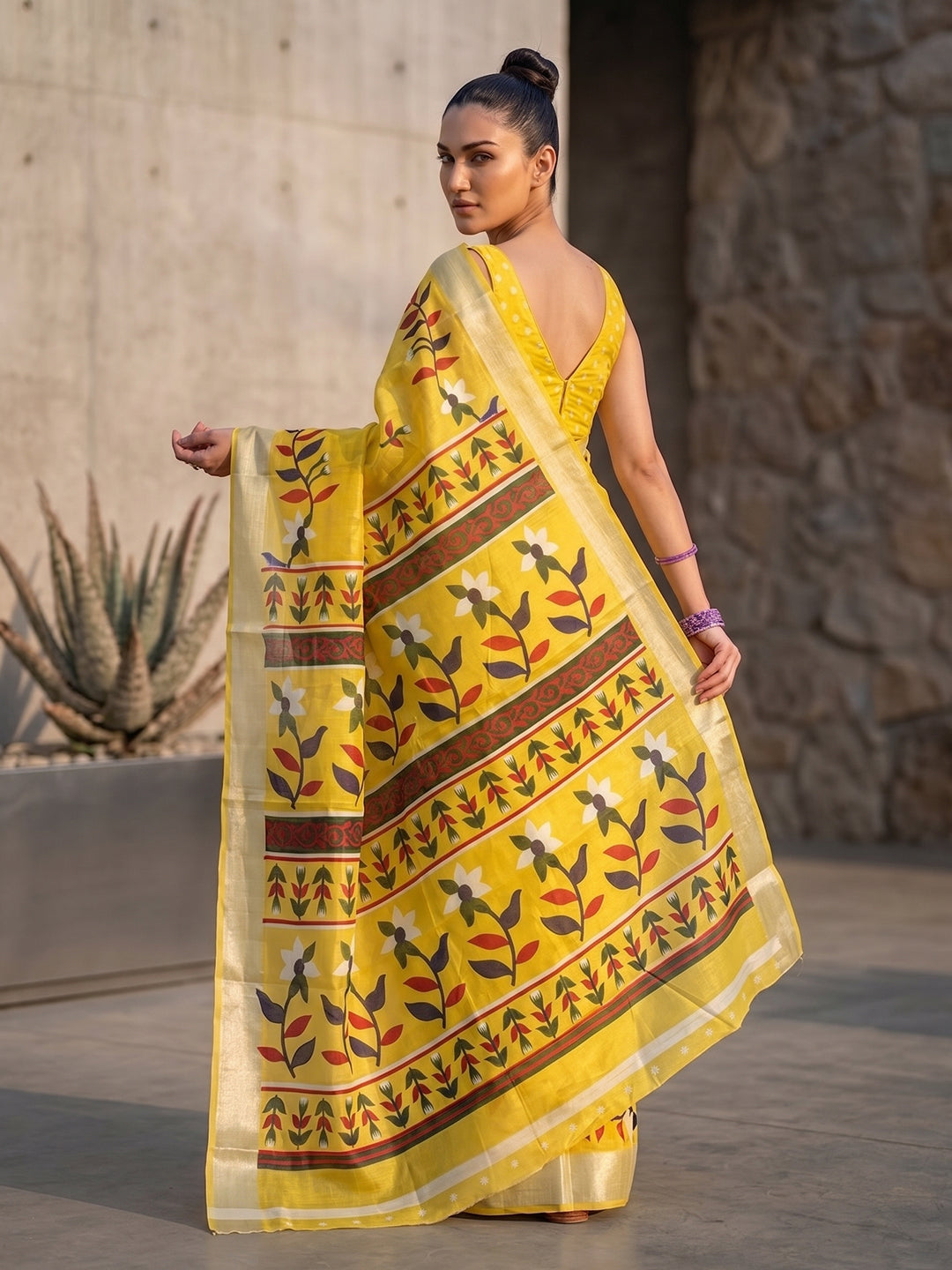 Urban Pallu Printed Silk Blend Festive Saree