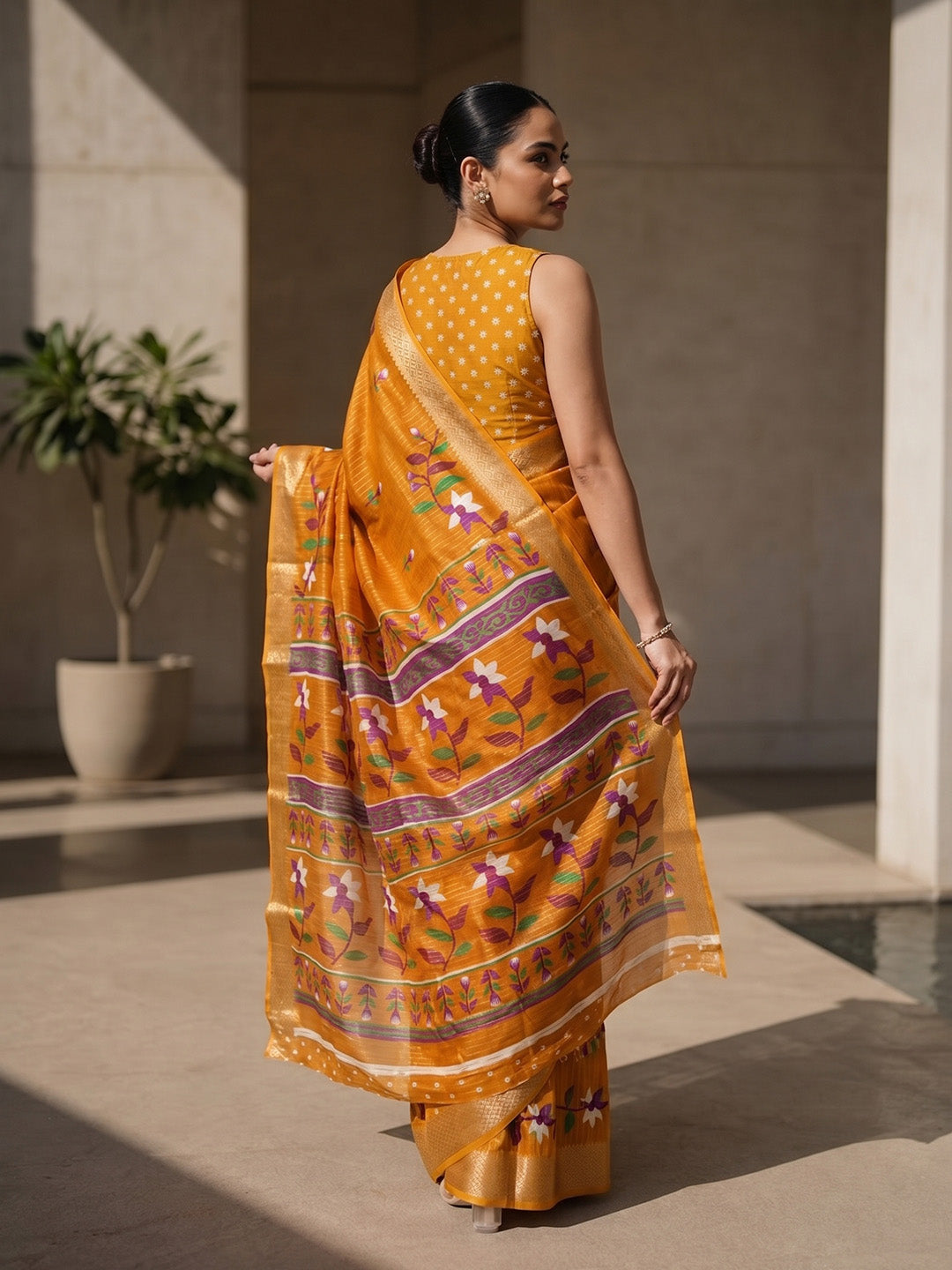 Urban Pallu Printed Silk Blend Festive Saree