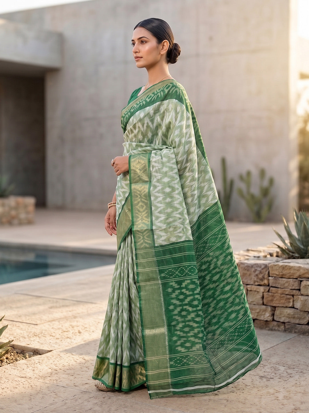 Urban Pallu Printed Silk Blend Festive Saree
