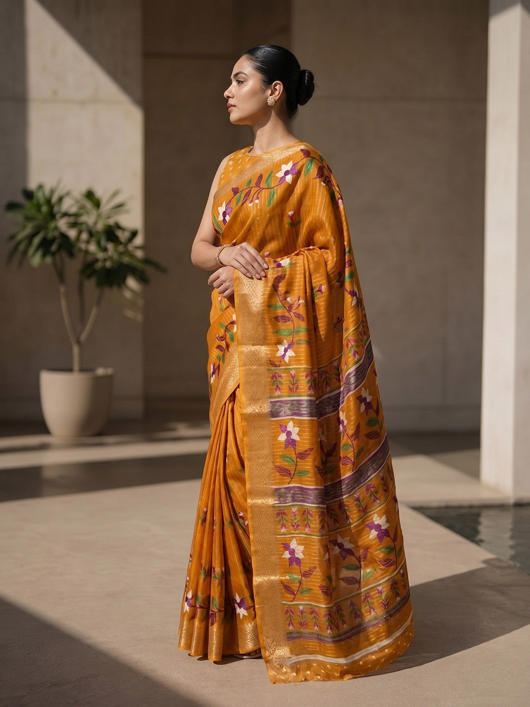 Urban Pallu Printed Silk Blend Festive Saree