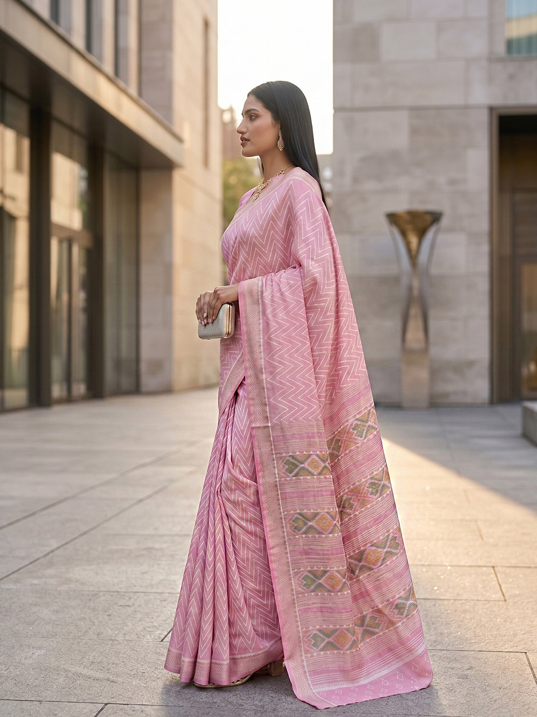 Urban Pallu Printed Silk Blend Festive Saree