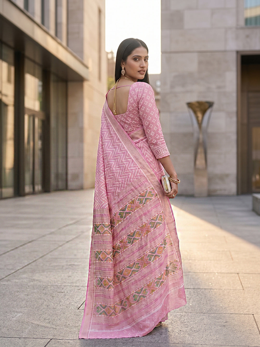 Urban Pallu Printed Silk Blend Festive Saree