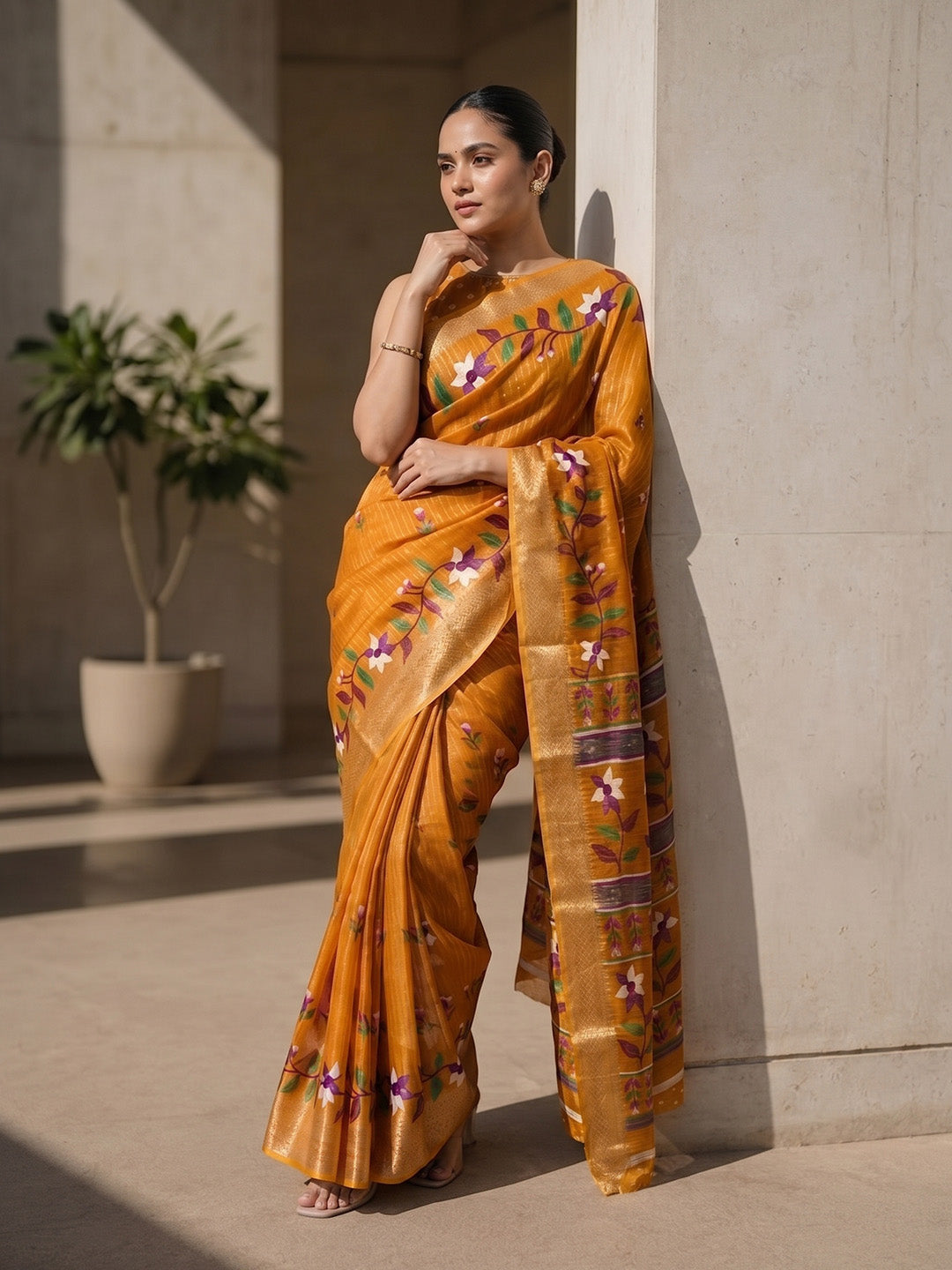 Urban Pallu Printed Silk Blend Festive Saree