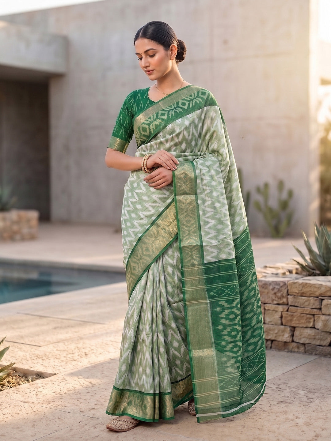 Urban Pallu Printed Silk Blend Festive Saree