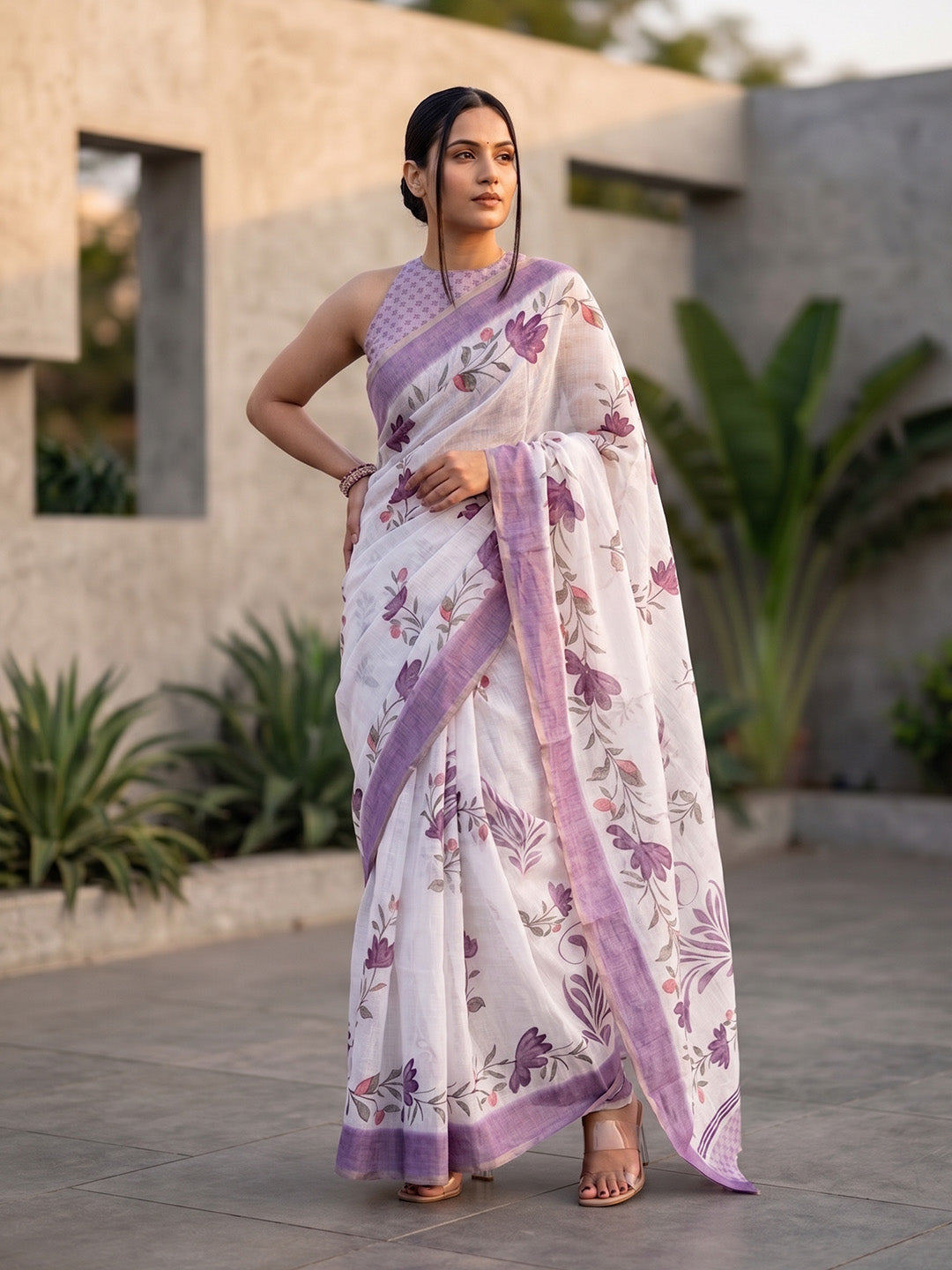 Urban Pallu Printed Cotton Blend Festive Saree
