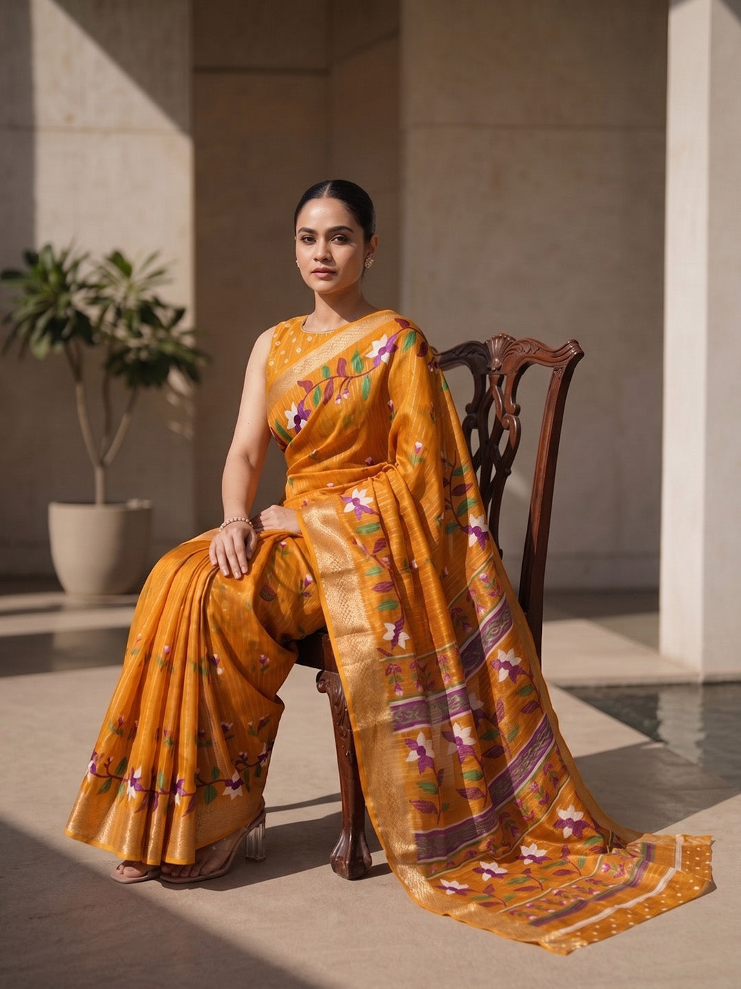 Urban Pallu Printed Silk Blend Festive Saree