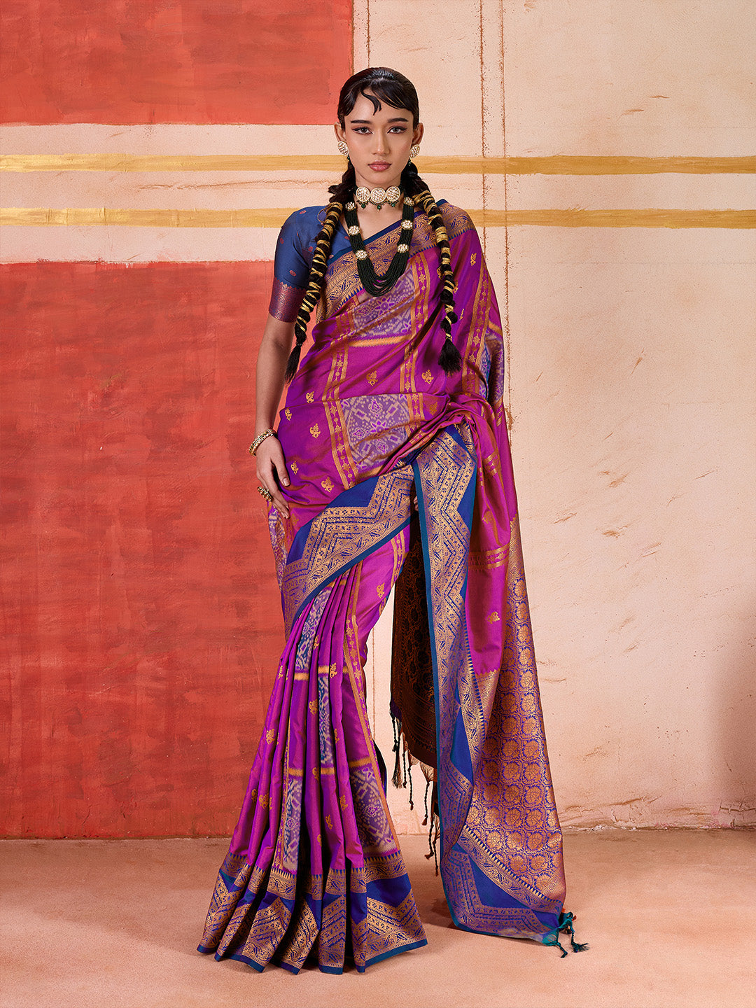 Urban Pallu Striped Silk Cotton Work Saree
