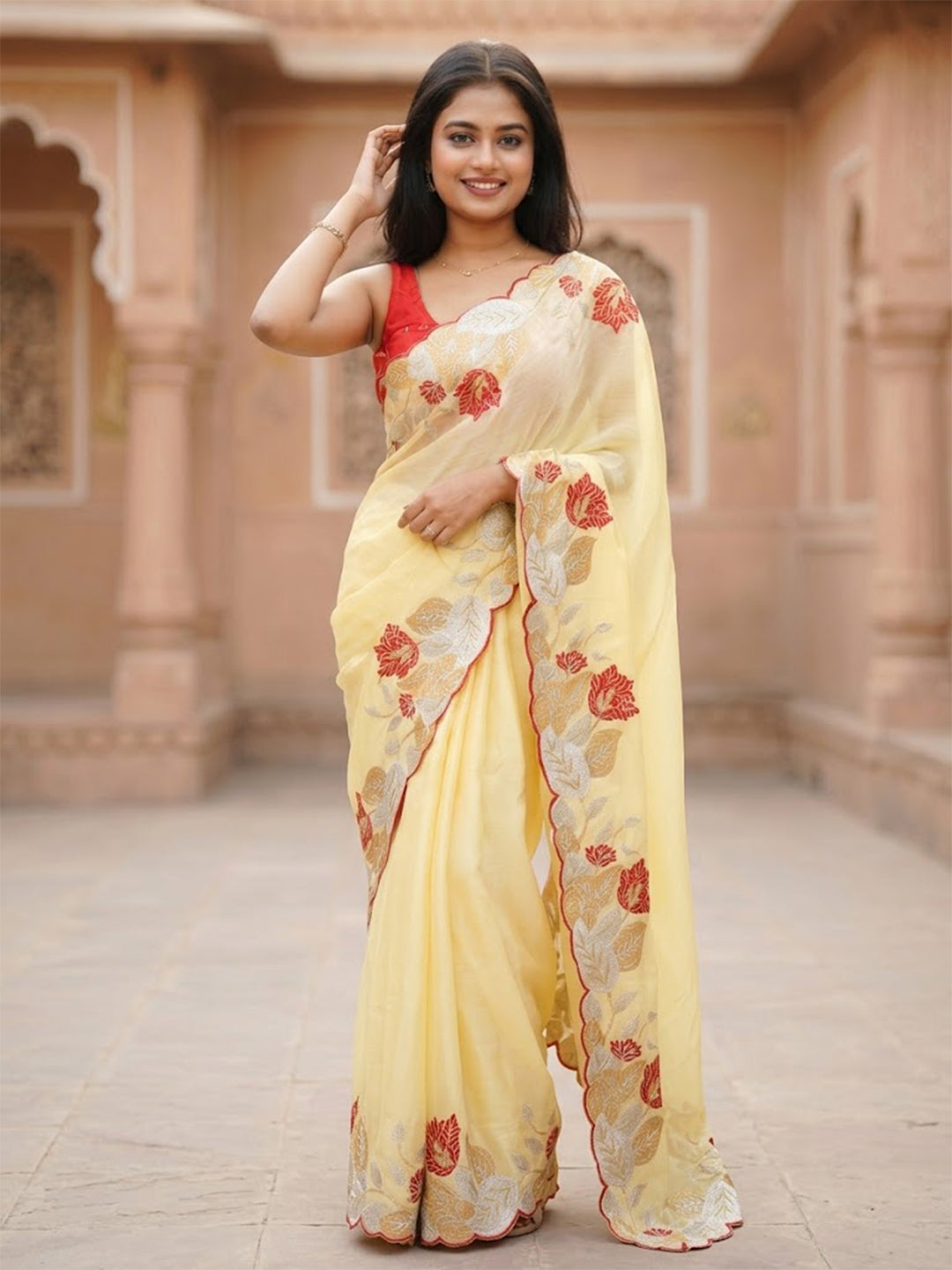Urban Pallu Woven Design Poly Chiffon Traditional Saree