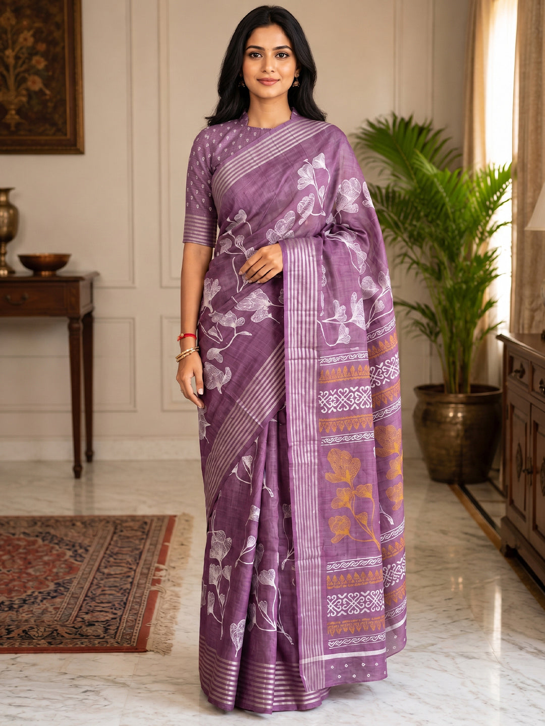 Urban Pallu Printed Silk Blend Festive Saree