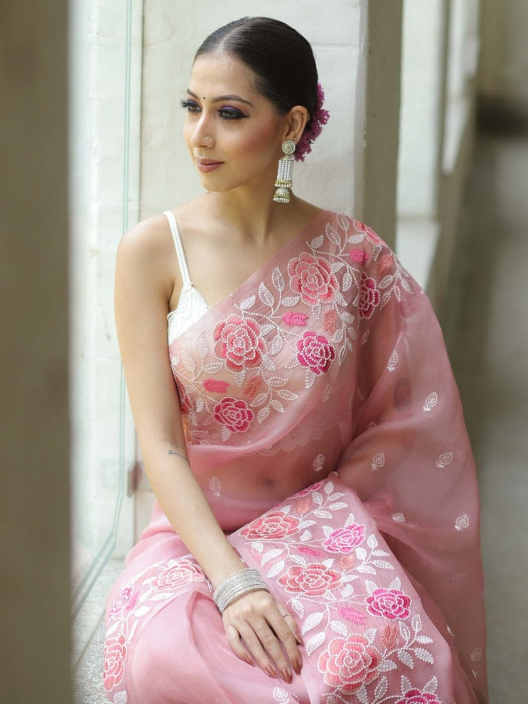 Urban Pallu Embroidered Organza Festive Saree