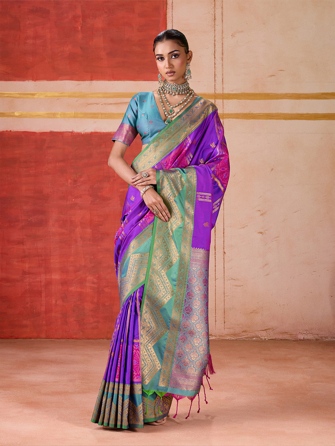 Urban Pallu Striped Silk Cotton Work Saree