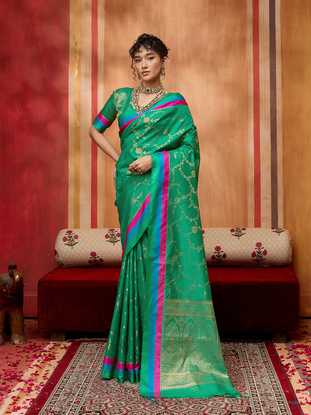 Urban Pallu Printed Silk Cotton Fusion Saree