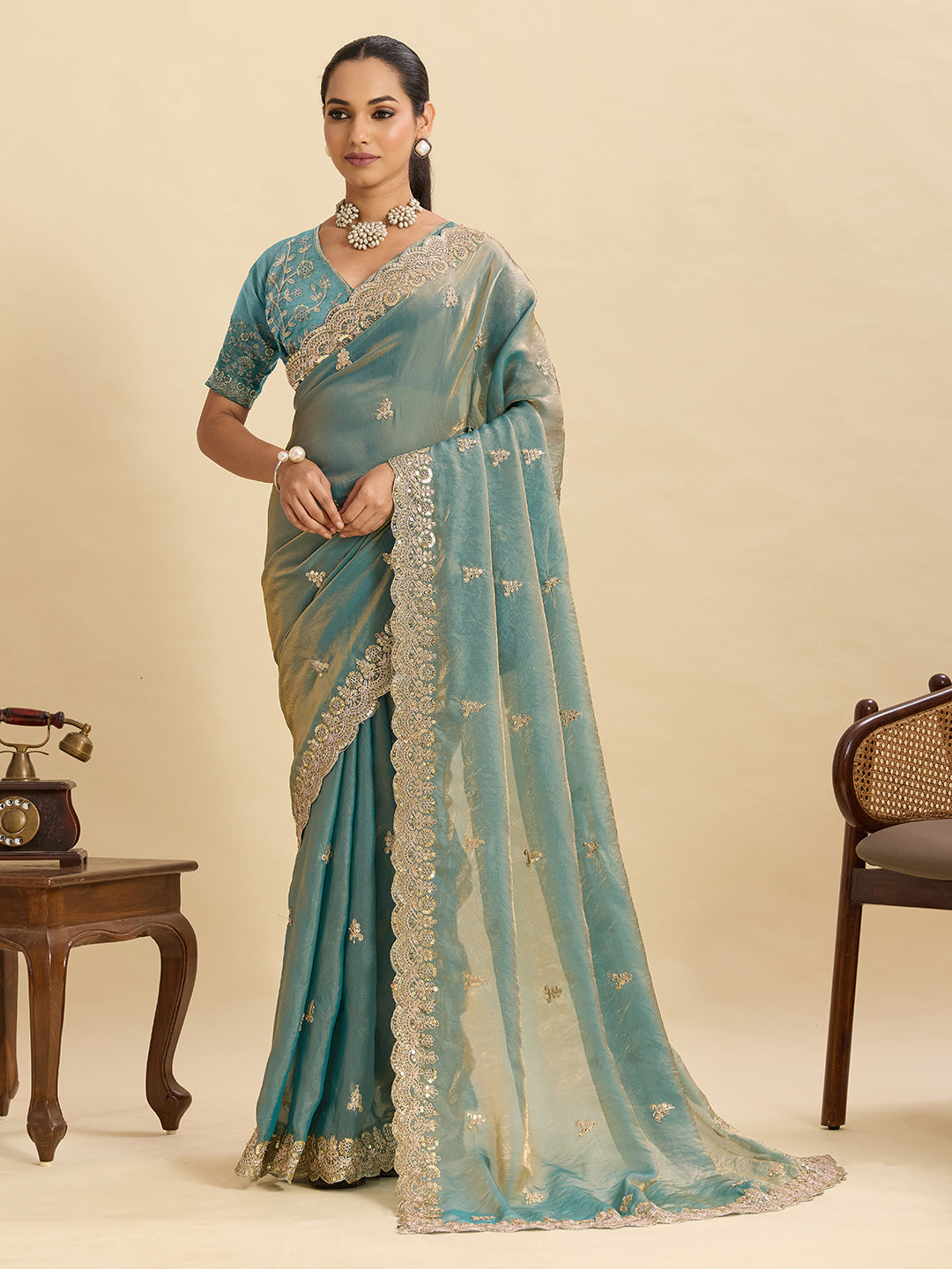 Urban Pallu Embellished Art Silk Festive Saree