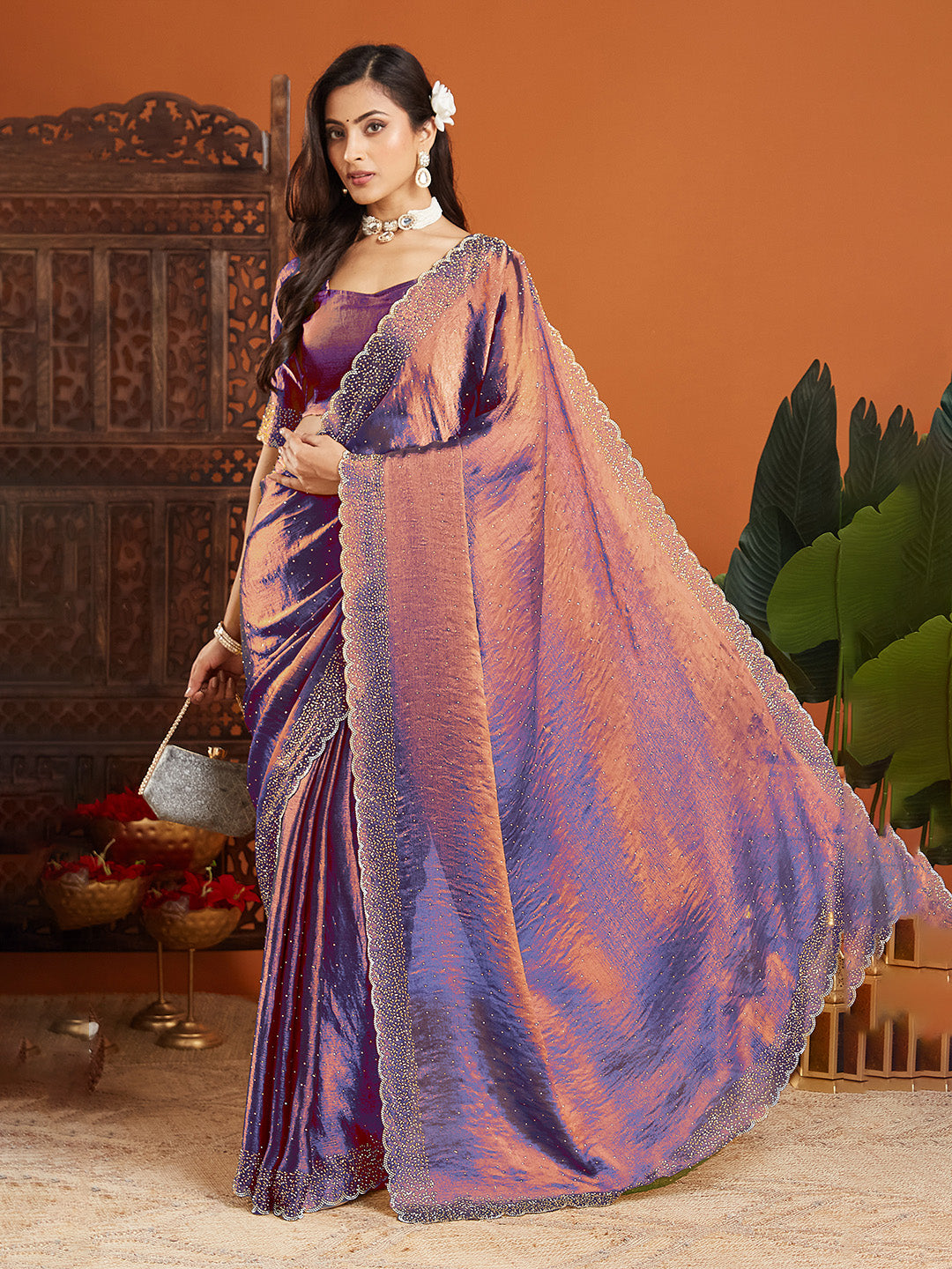 Urban Pallu Embellished Organza Party Saree