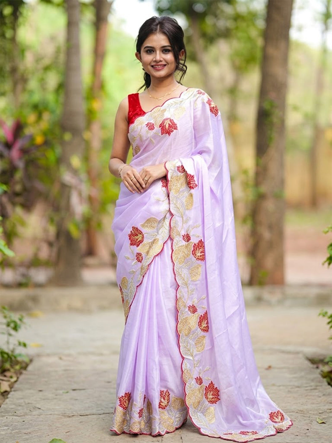 Urban Pallu Woven Design Poly Chiffon Traditional Saree
