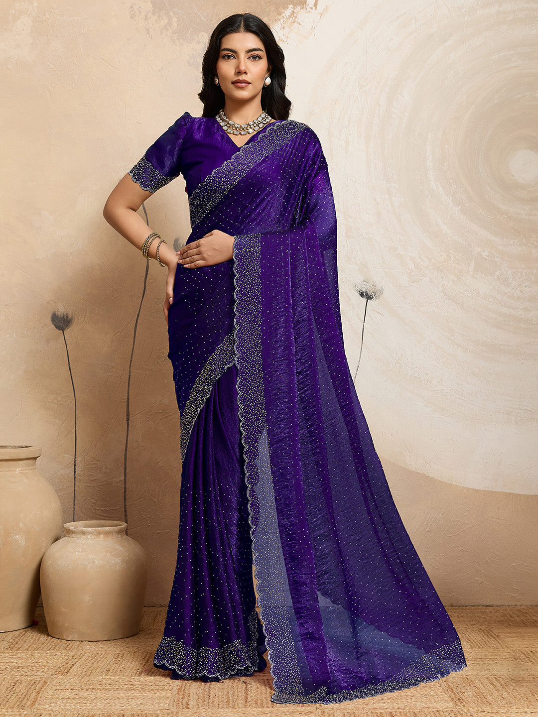 Urban Pallu Embellished Organza Party Saree