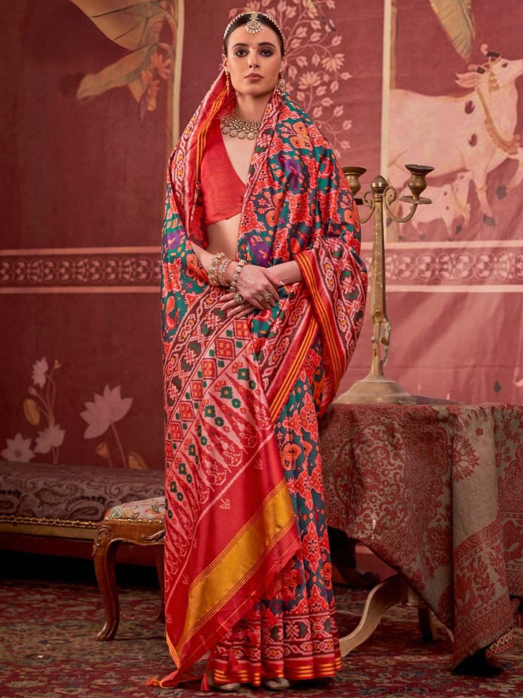 Urban Pallu Printed Satin Work Saree