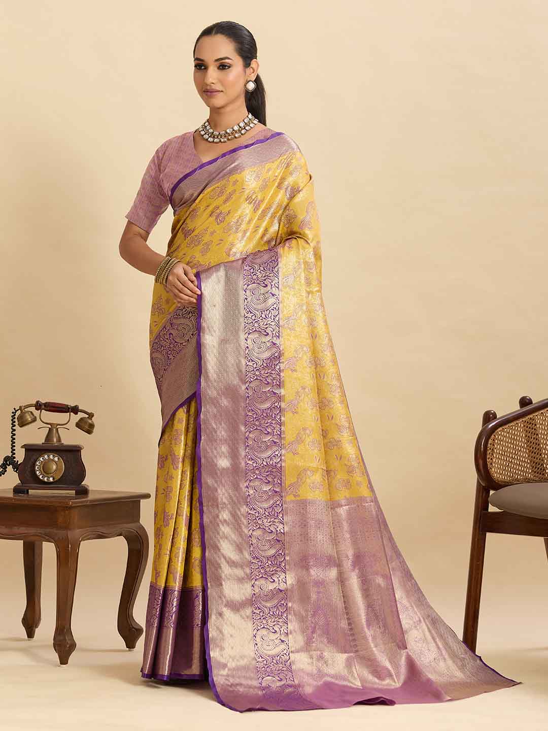 Urban Pallu Woven Design Silk Blend Festive Saree