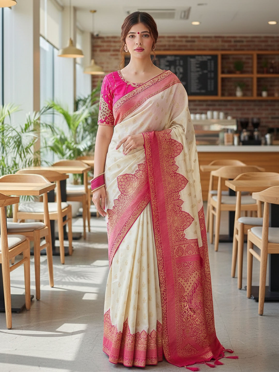Urban Pallu Woven Design Silk Blend Traditional Saree