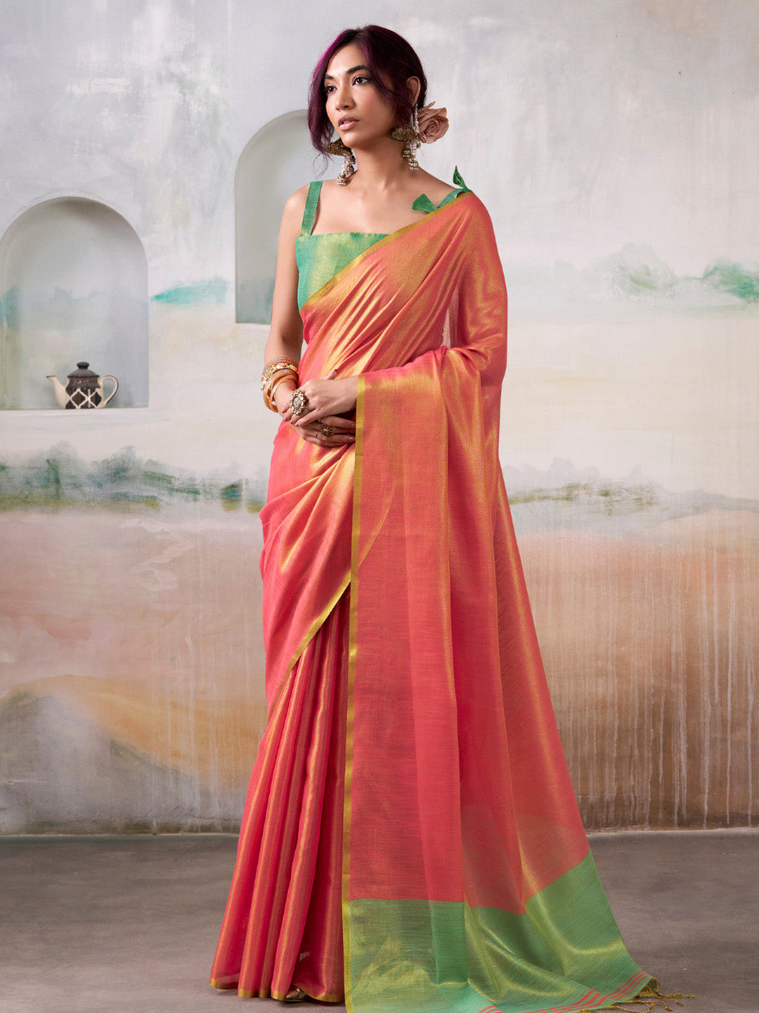 Urban Pallu Woven Design Cotton Blend Daily Saree