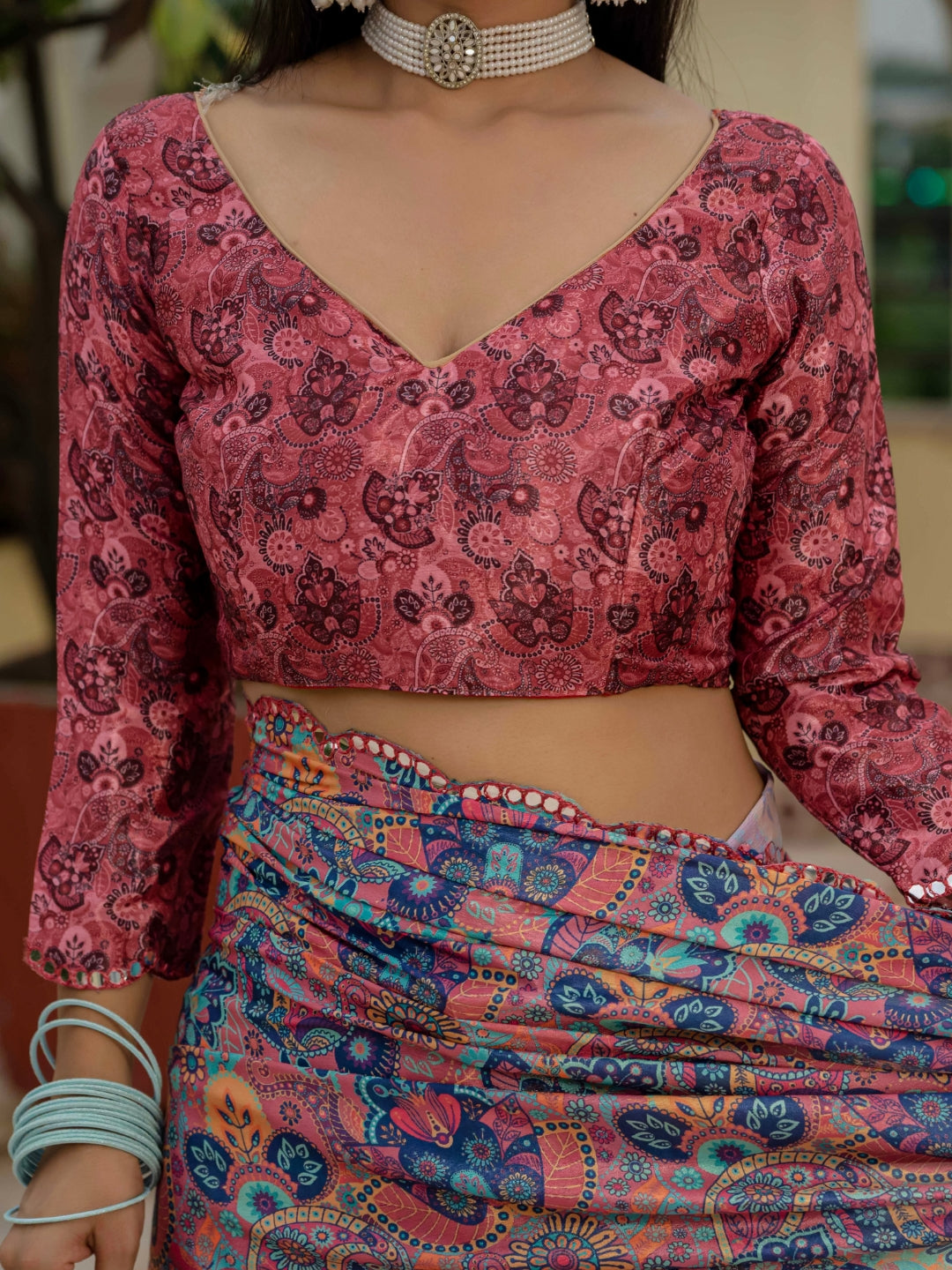 Urban Pallu Woven Design Silk Blend Fusion Saree