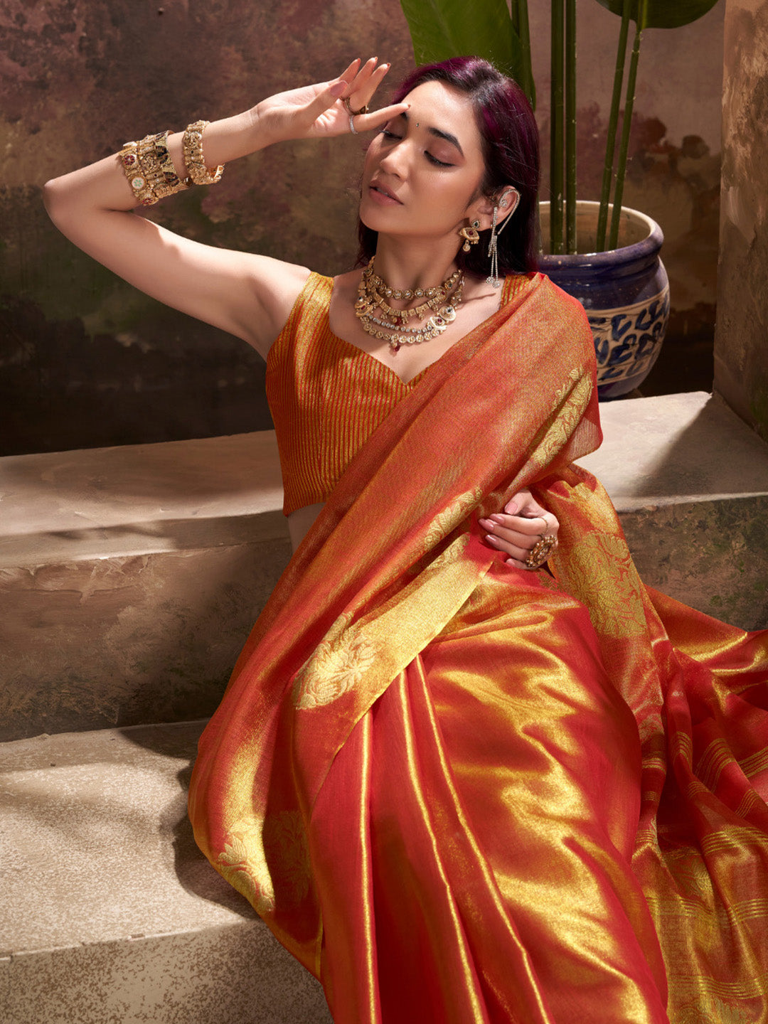Urban Pallu Woven Design Silk Blend Traditional Saree