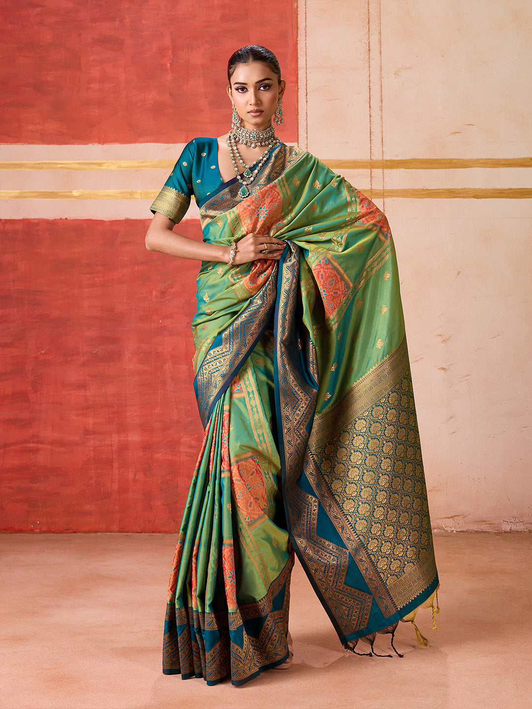 Urban Pallu Striped Silk Cotton Work Saree