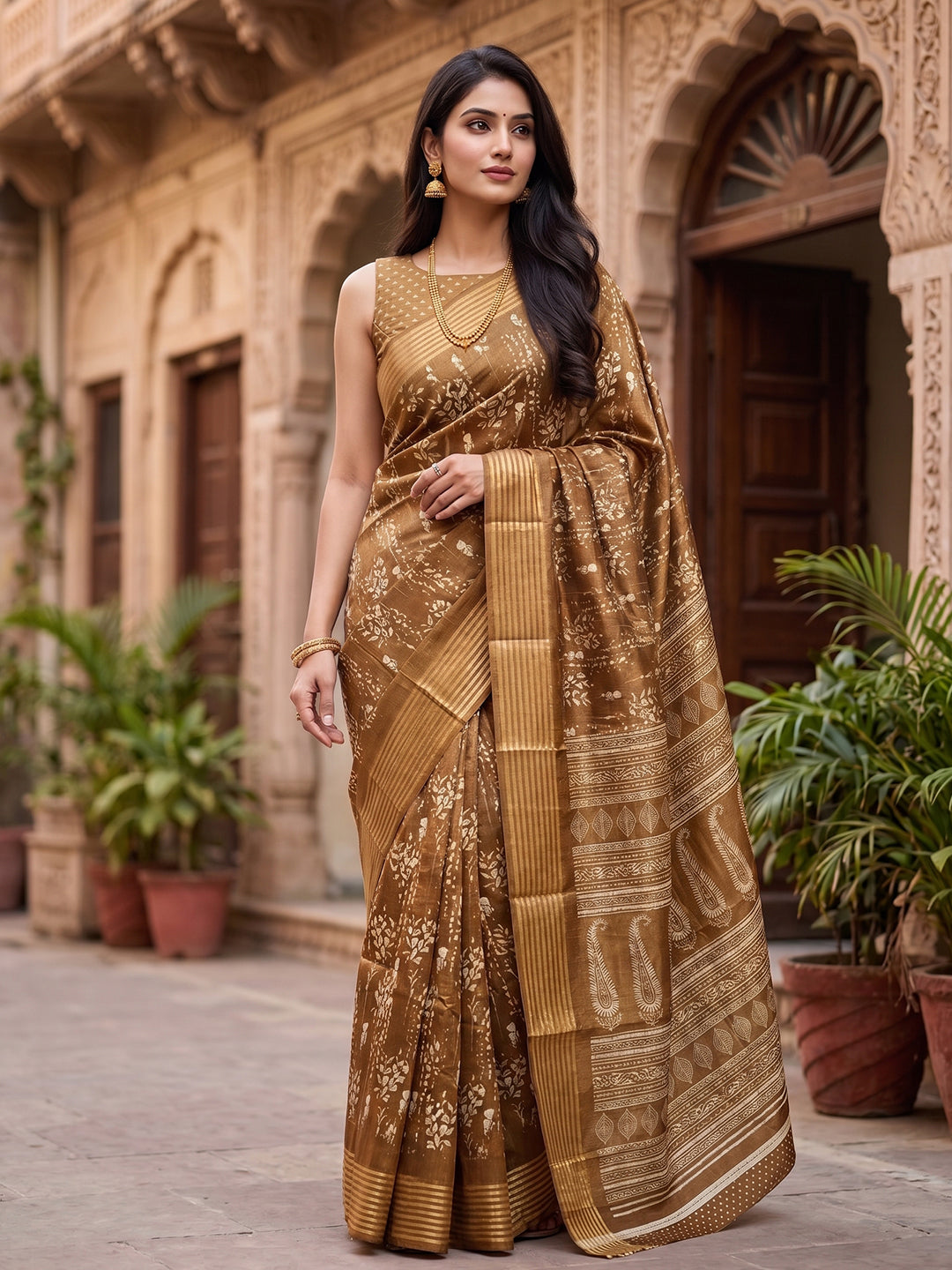 Urban Pallu Printed Silk Blend Festive Saree