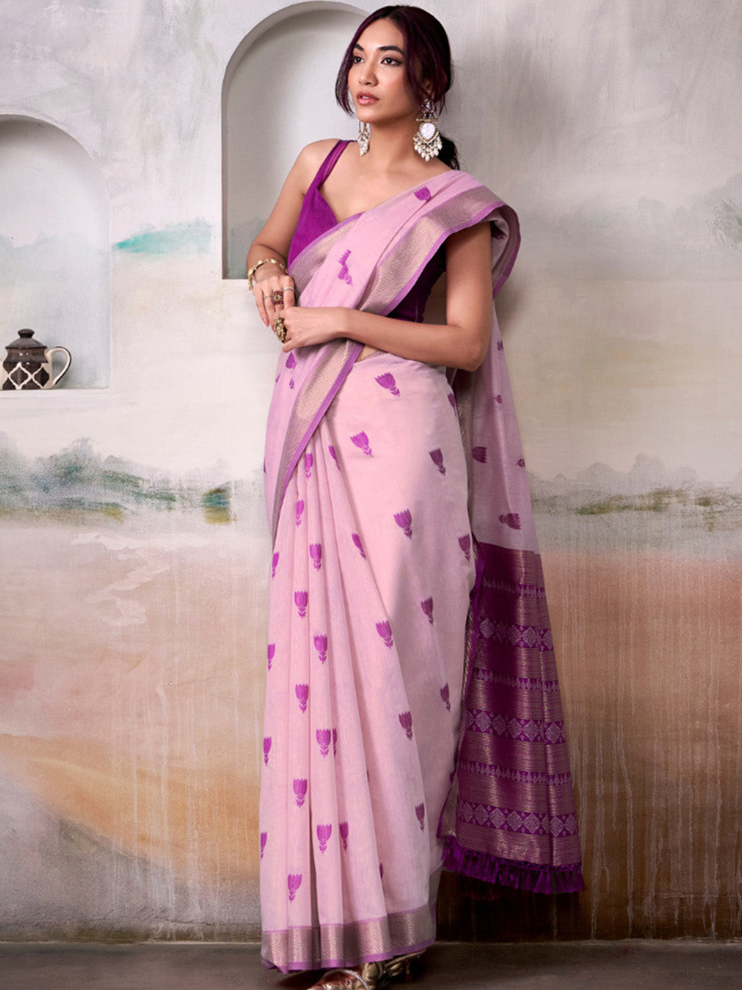 Urban Pallu Woven Design Cotton Blend Daily Saree
