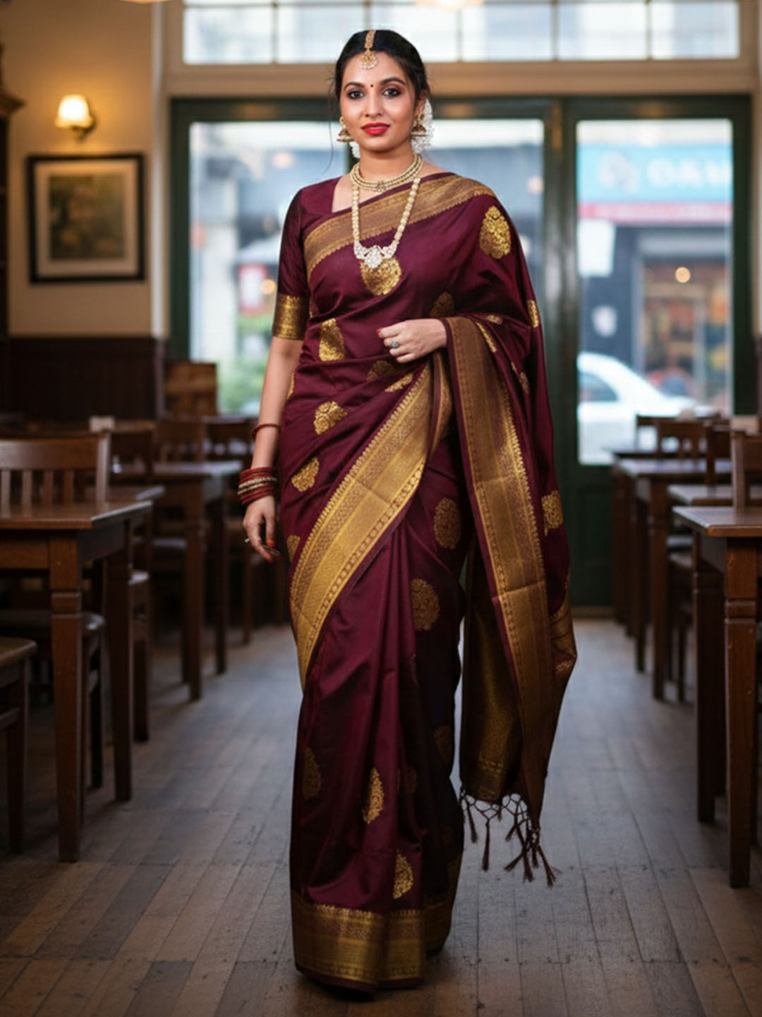 Urban Pallu Woven Design Silk Blend Work Saree
