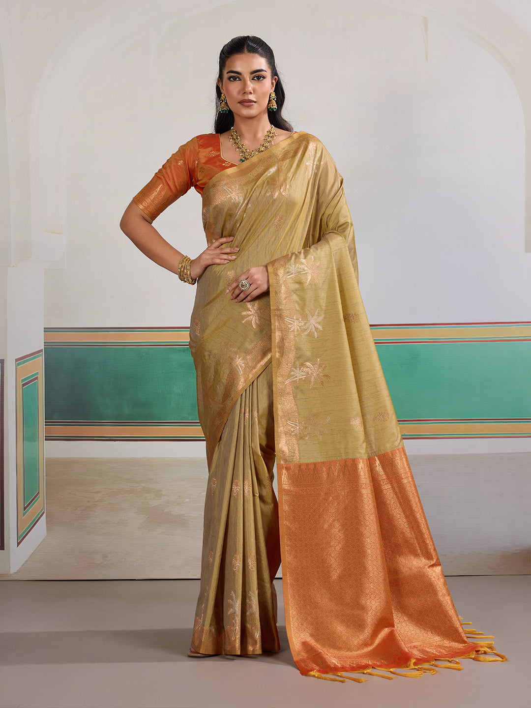 Urban Pallu Printed Silk Cotton Work Saree