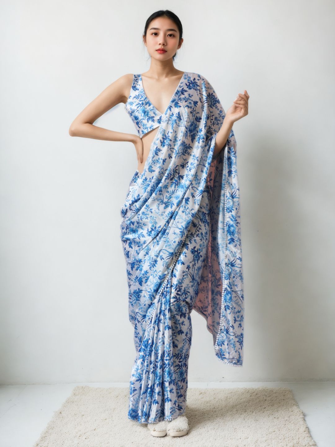 Urban Pallu Woven Design Silk Blend Fusion Saree