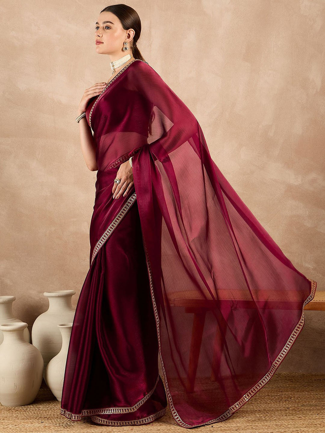 Urban Pallu Woven Design Pure Crepe Work Saree