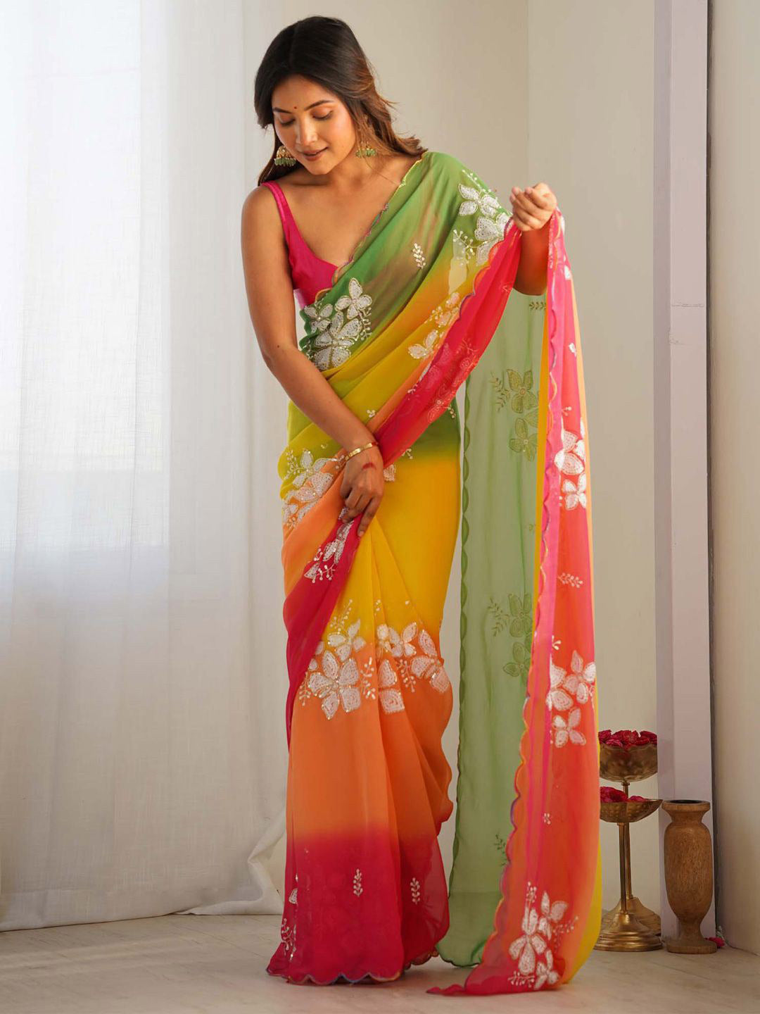 Urban Pallu Printed Poly Georgette Daily Saree
