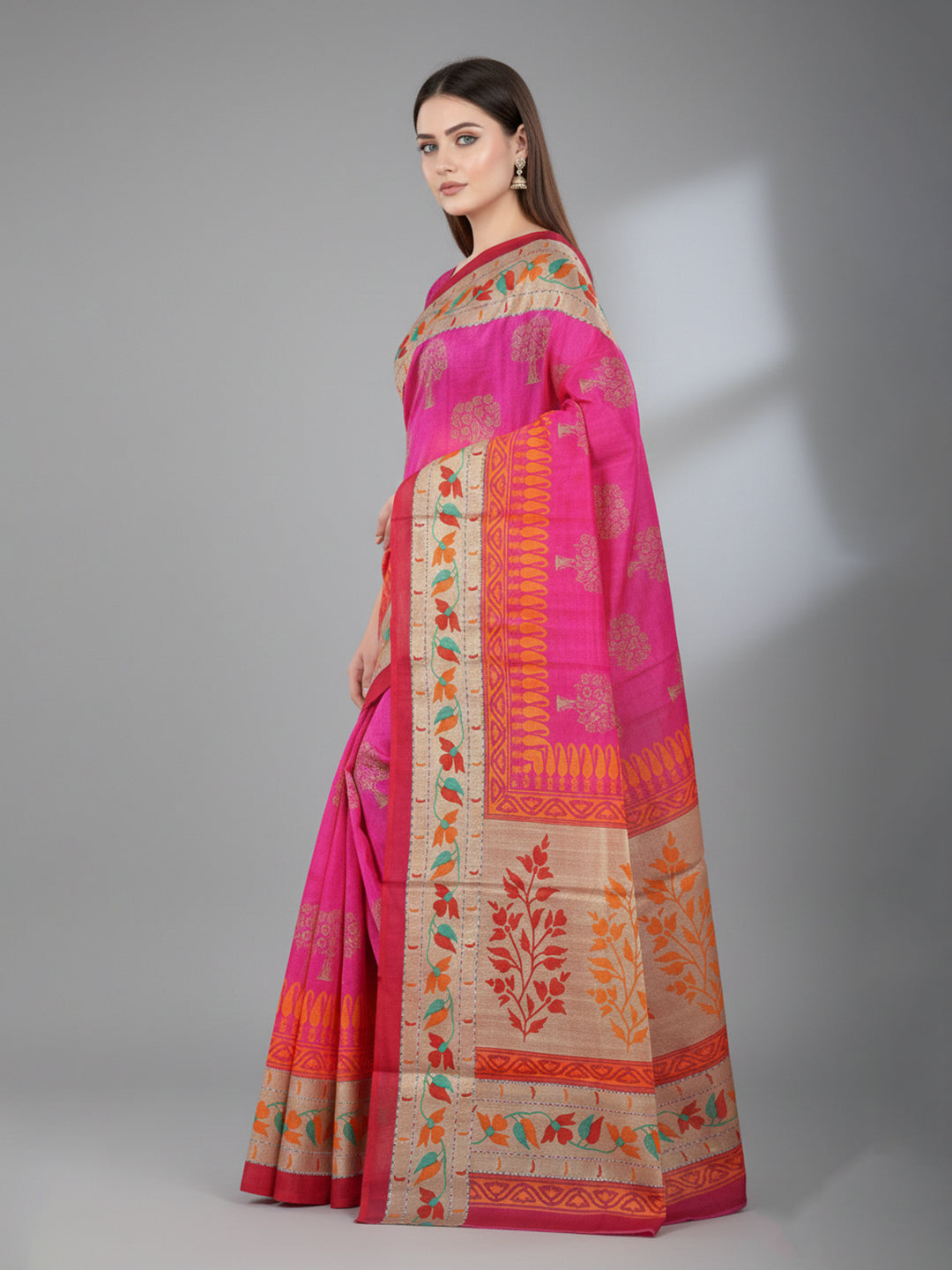 Urban Pallu Solid Silk Blend Festive Saree