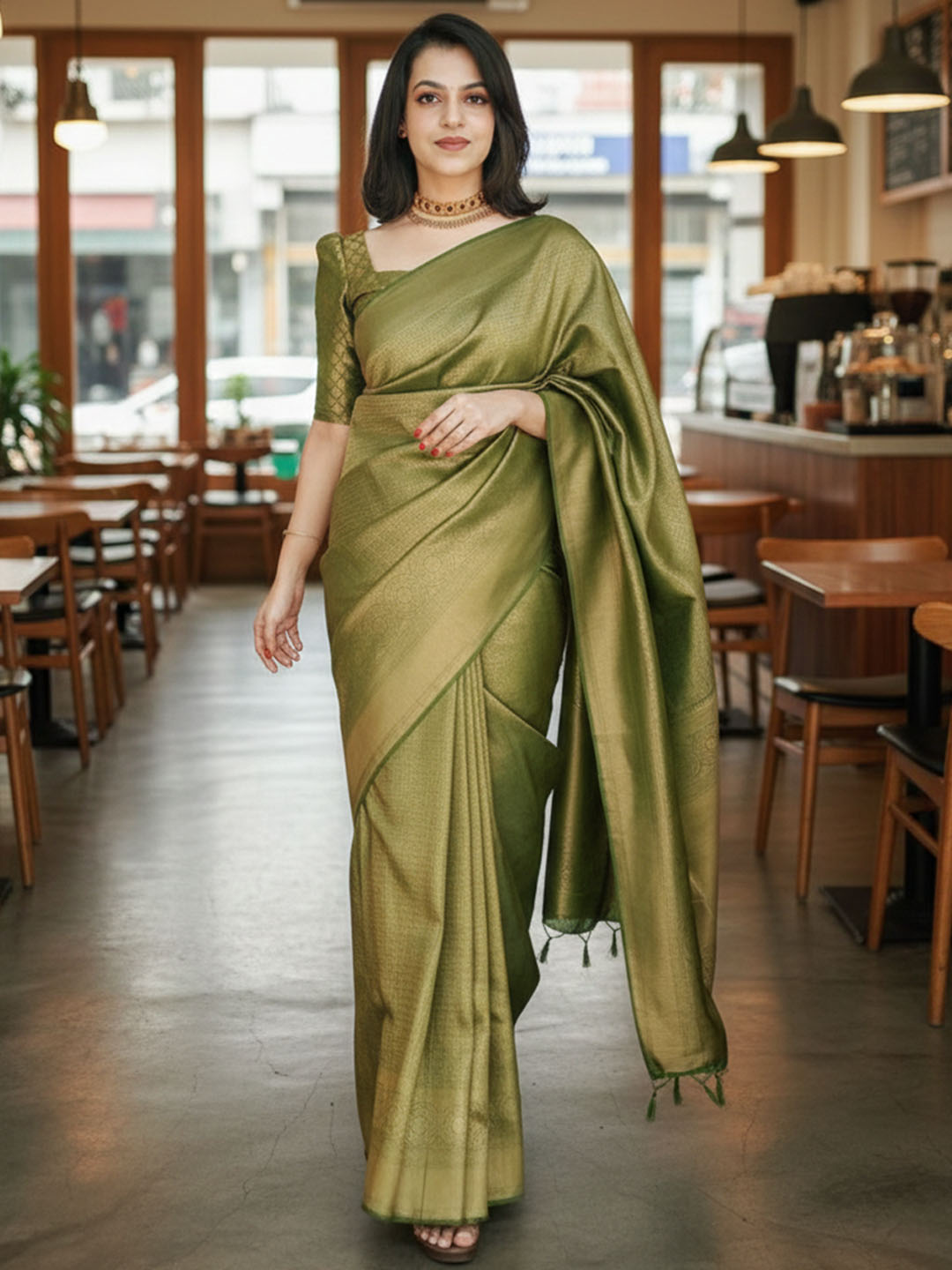 Urban Pallu Woven Design Silk Blend Work Saree